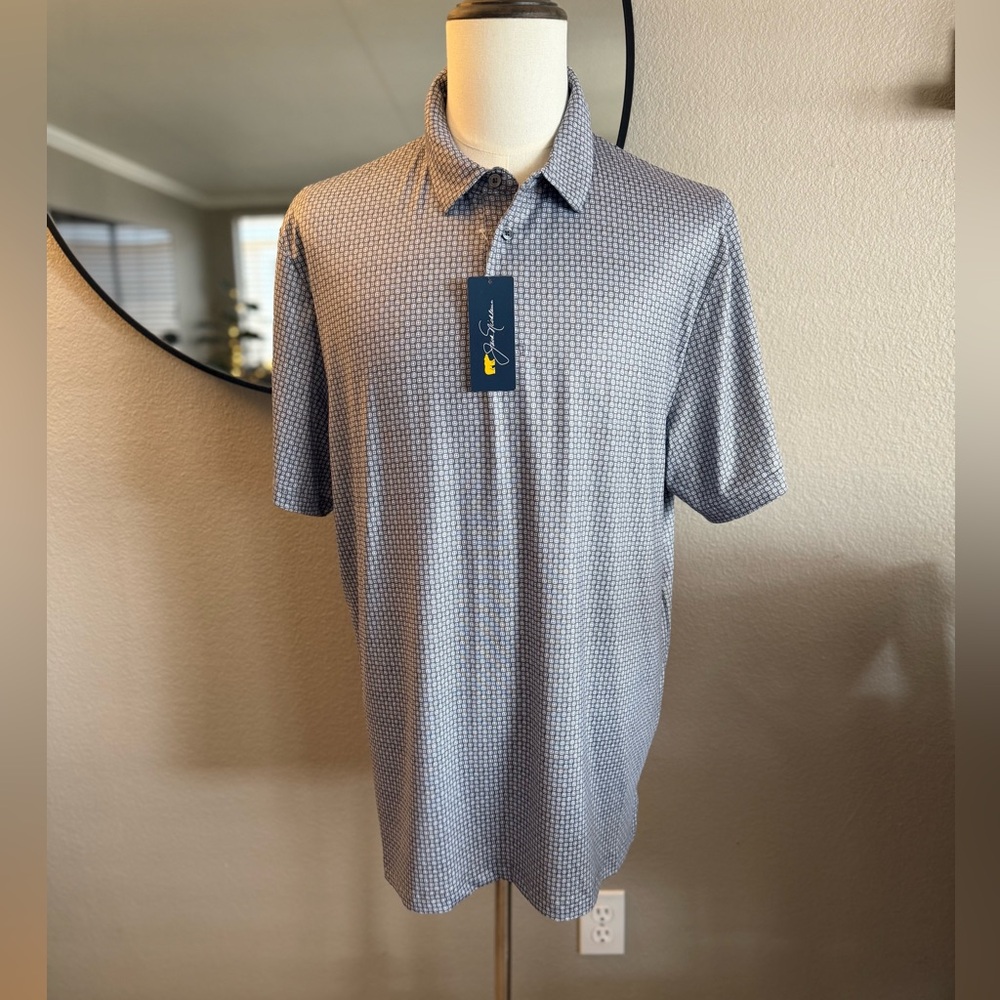 NWT GOLF Blue and White Casual Button Down Shirt with Comfortable Fit